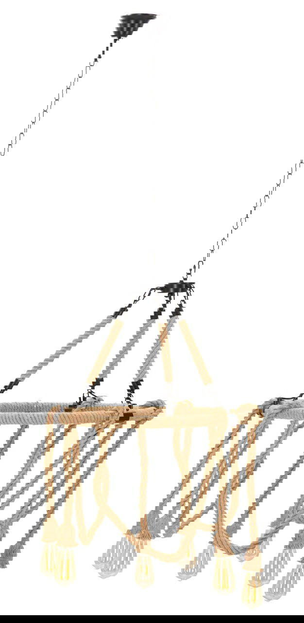 Lustra Rope Circle, Mauro Ferretti, Ø64 x 90 cm, 6 x E27, 20W, fier/sfoara, maro/negru