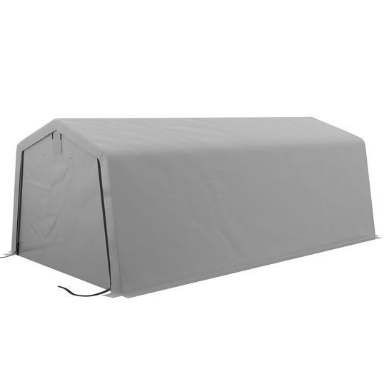 Outsunny Carport rezistent 3,3 x 6,2 m, Cort tip garaj portabil cu copertina cu 2 ferestre de ventilatie si usa mare, pentru masina, camion, barca, motocicleta, bicicleta, unelte de gradinarit