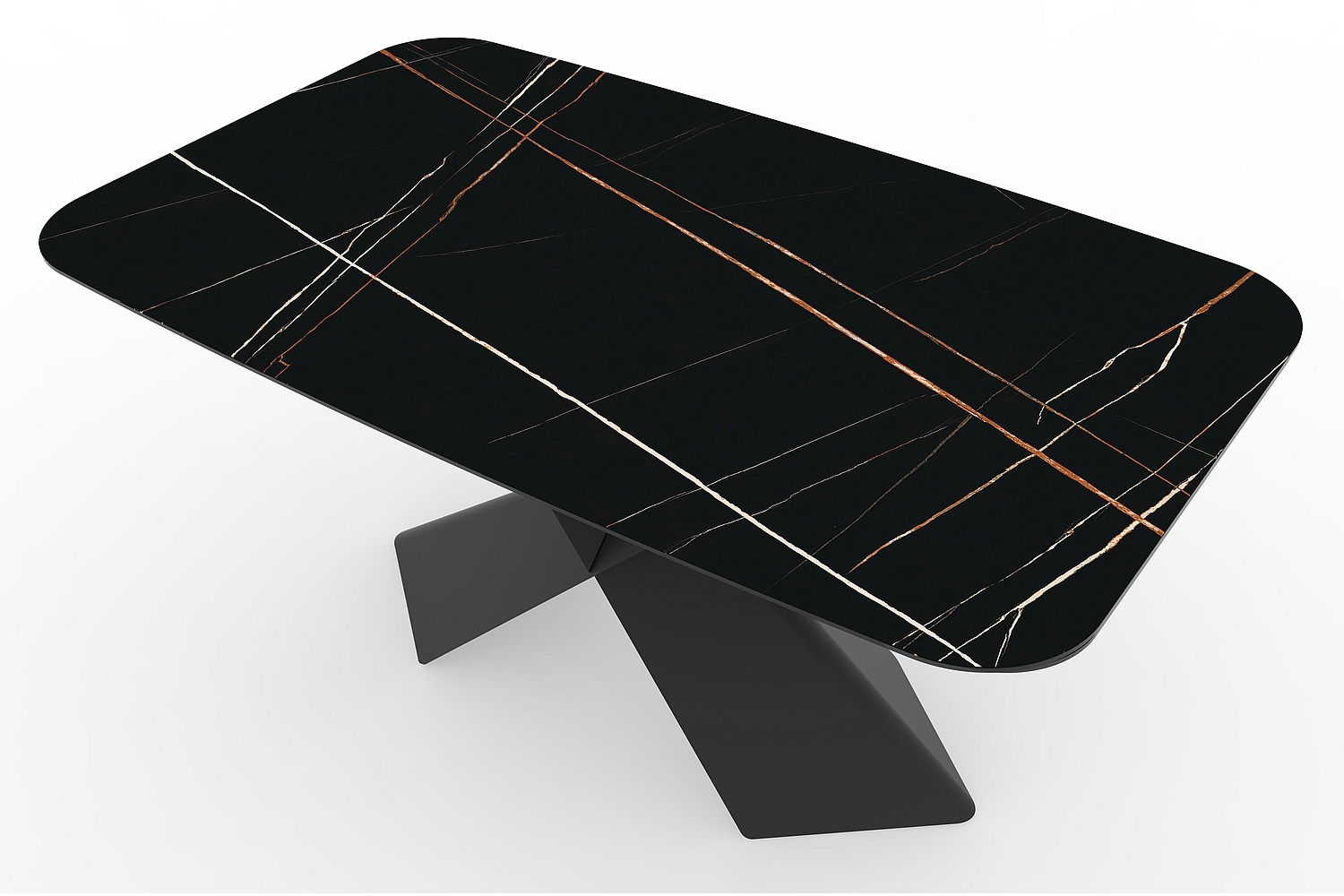 Masa extensibila din ceramica, sticla si metal, Avant II Negru / Negru Mat, L160-240xl95xH76 cm
