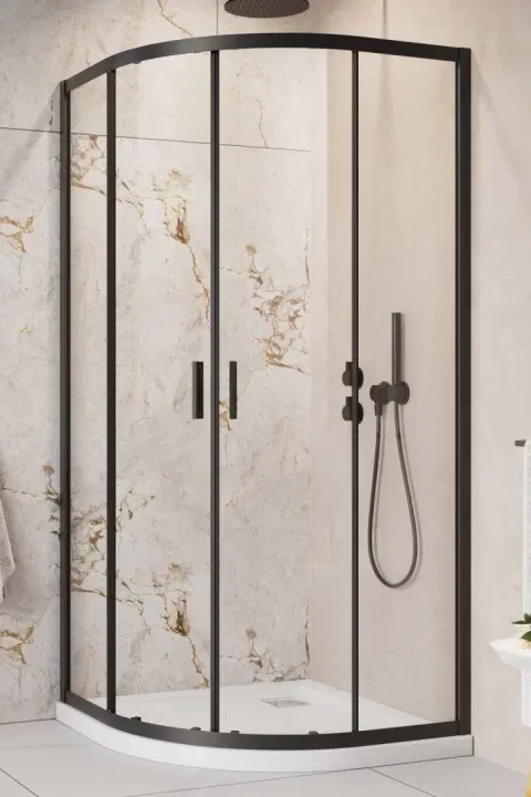 Set PROMO Cabina dus Radaway Alienta A Black 80x80 cm cu cadita si sifon