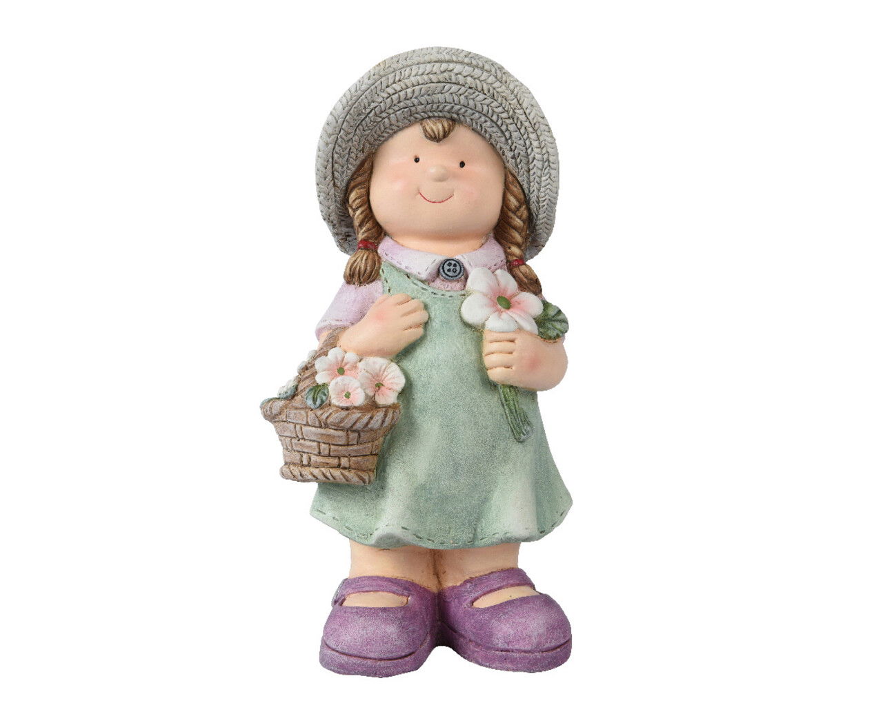 Decoratiune de gradina Girl, Decoris, 20.5 x 16 x 39 cm, polimagneziu, multicolor