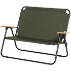 Outsunny Scaun de Camping Dublu 2 Locuri, Canapea Pliabila cu Maner si Cotiere, 141x67x80cm, Verde
