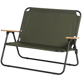 Outsunny Scaun de Camping Dublu 2 Locuri, Canapea Pliabila cu Maner si Cotiere, 141x67x80cm, Verde