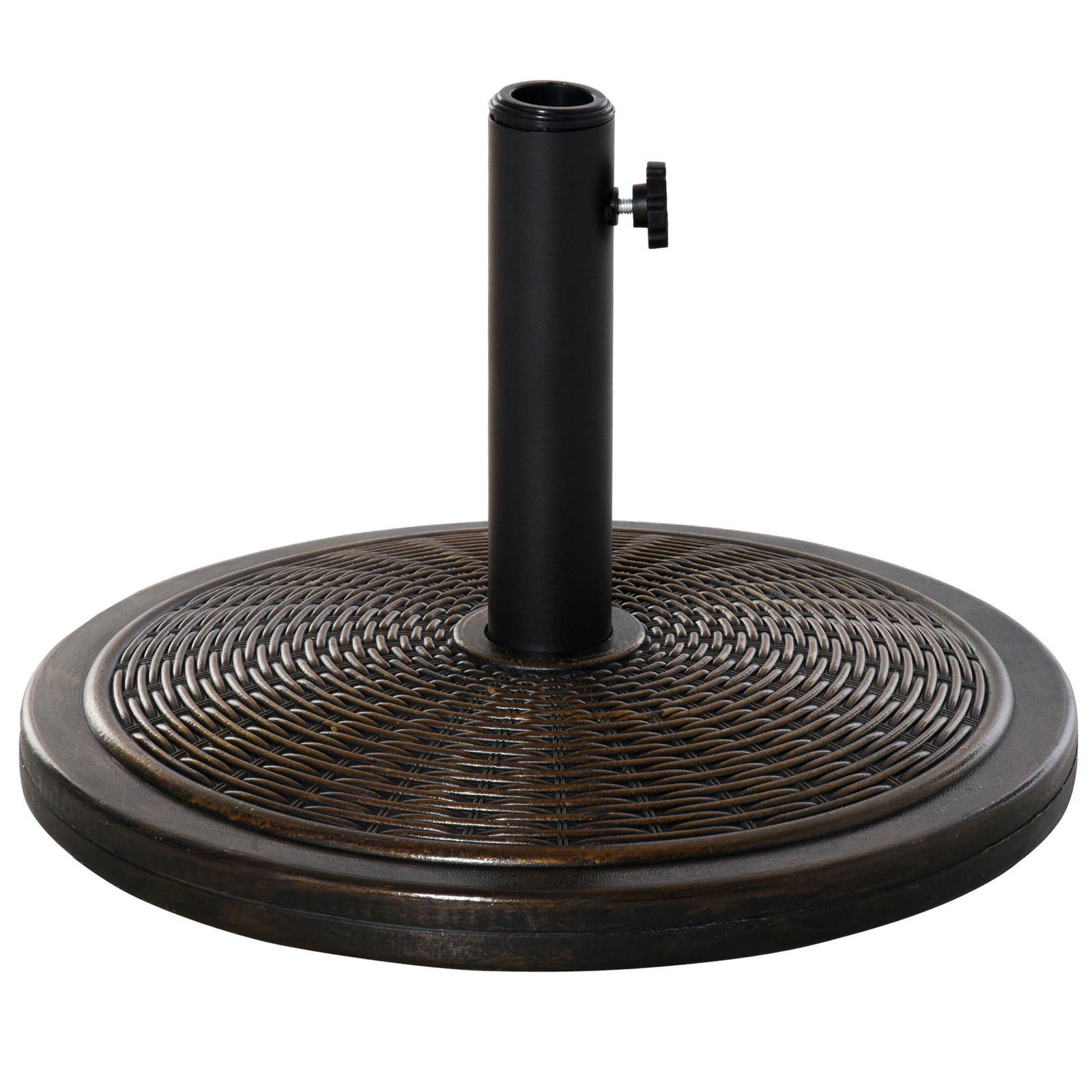 Outsunny Baza pentru Umbrela din Ciment si Plastic de 14kg, Postament pentru Umbrela de Gradina cu Efect Ratan, Bronz