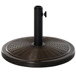 Outsunny Baza pentru Umbrela din Ciment si Plastic de 14kg, Postament pentru Umbrela de Gradina cu Efect Ratan, Bronz