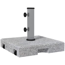 Outsunny Baza pentru Umbrela de 28kg din Granit, Postament pentru Umbrela de Gradina cu Maner Extensibil si Roti, 41x41x37.5cm, Gri