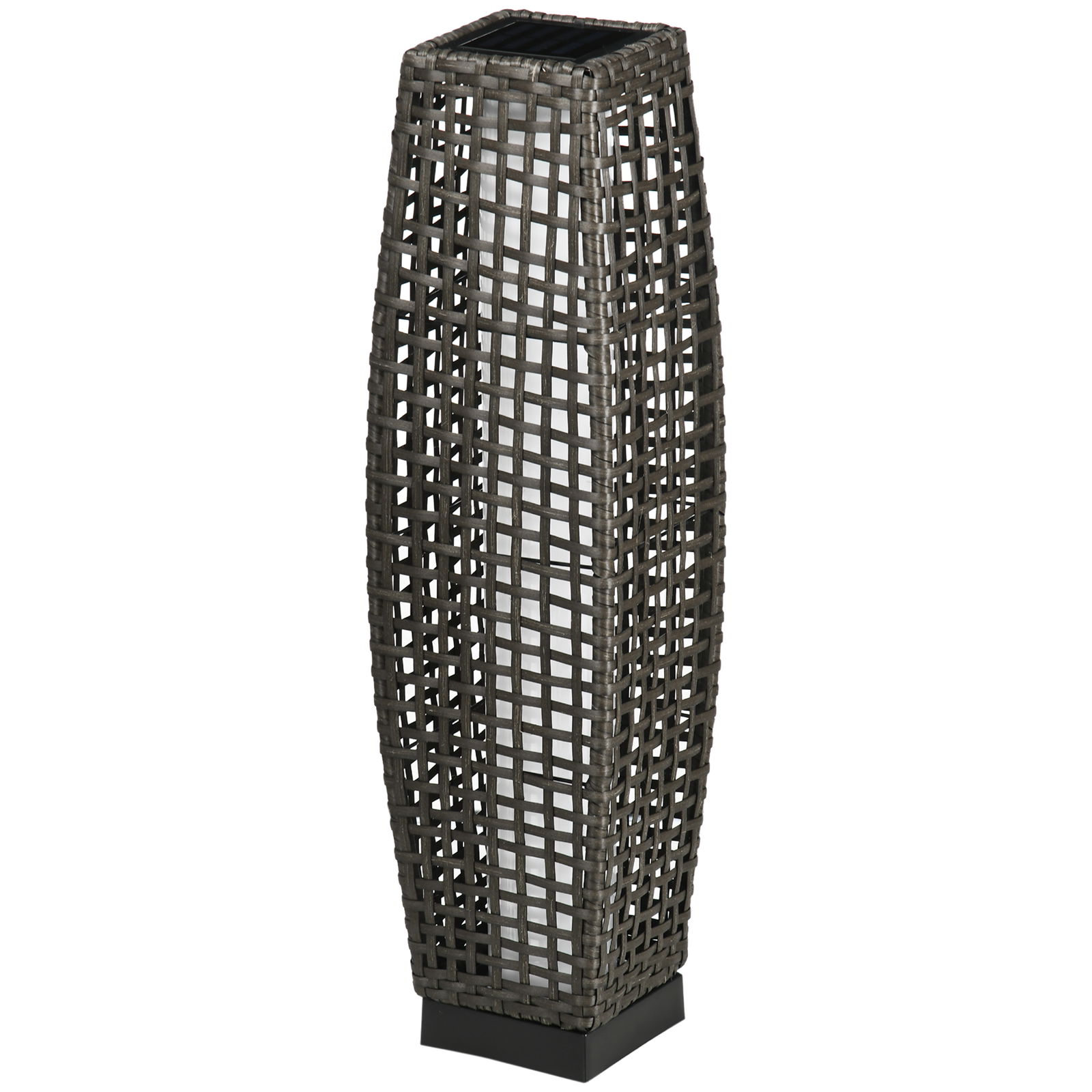 Outsunny Lampa de Gradina cu Energie Solara cu Panou de Reincarcare Superior, din Otel si Ratan, 21x21x78 cm, Negru si Maro