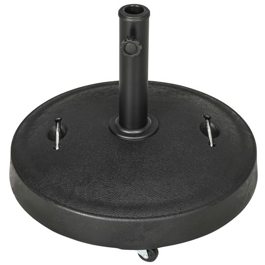 Outsunny Baza pentru Umbrela de 23.5kg con 2 Manivele si Roti Blocabile, Postament pentru Umbrela din Rasina si Otel, Ø53x41 cm, Negru