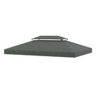 Outsunny Prelata pentru Foisor 4x3 m cu 2 Niveluri, Acoperis pentru Foisor din Poliester Anti UV cu Chingi din Velcro si 10 Orificii de Drenaj, Gri