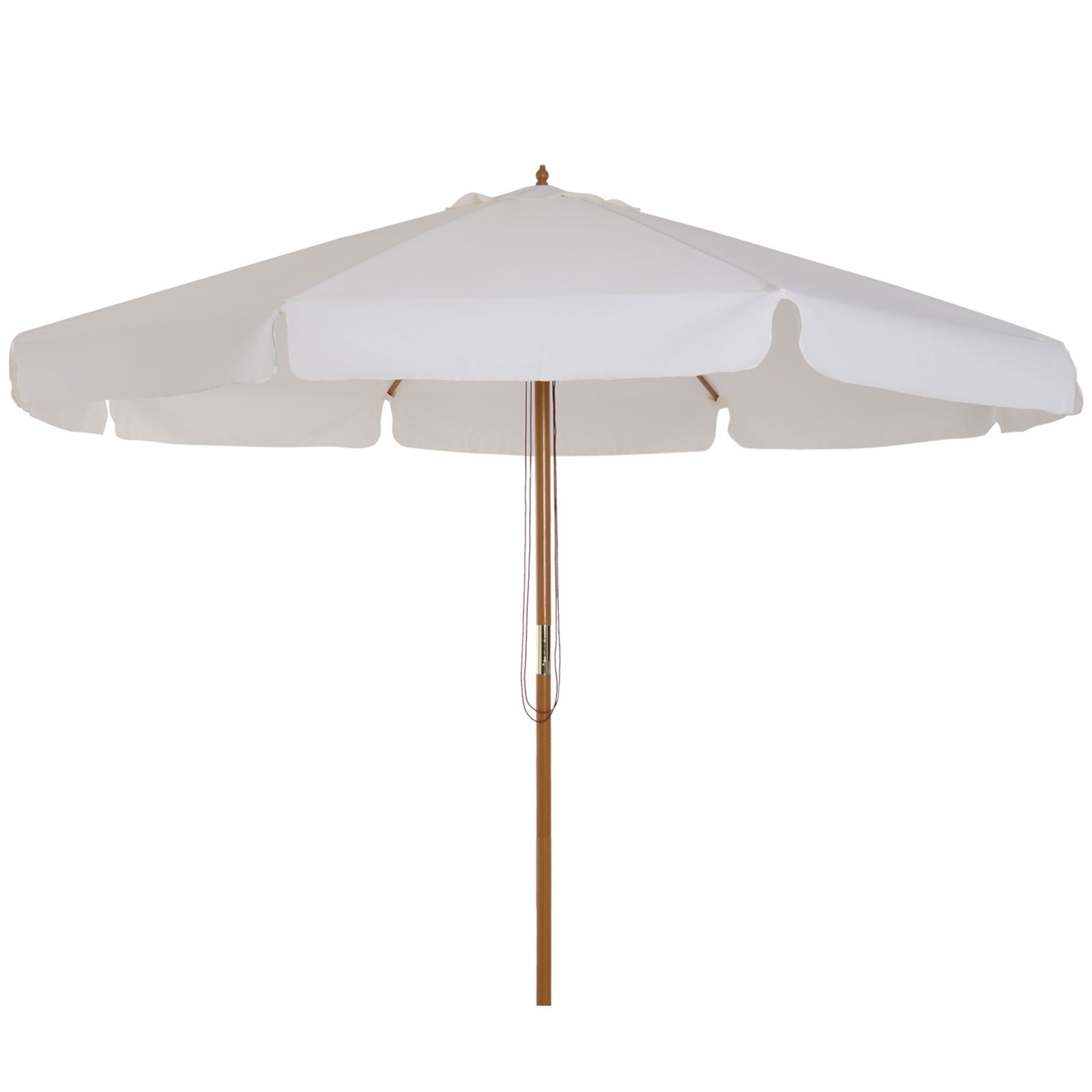 Outsunny Umbrela de Gradina cu Inaltimea Reglabila cu Baldachin Dublu, Umbrela pentru Exterior cu 8 Stinghii din Lemn de Bambus si Poliester, Ø325x250