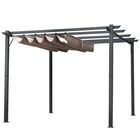 Outsunny Foisor Pergola de Gradina 3x3 m cu Acoperis Retractabil, Pergola din Aluminiu cu Acoperis Retractabil Anti UV, Gri