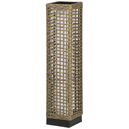 Outsunny Lampa de Gradina cu Energie Solara cu Panou de Reincarcare Superior, din Otel si Ratan, 15.5x15.5x69 cm, Negru si Maro