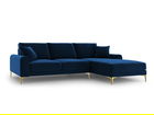 Coltar dreapta, Madara, Mazzini Sofas, 5 locuri, gold legs, 254x182x90 cm, catifea, albastru regal