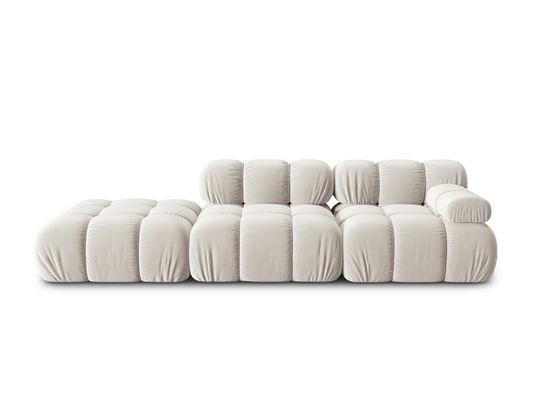 Canapea modulara 4 locuri, Bellis, Micadoni Home, BL, 282x94x63 cm, catifea, bej deschis