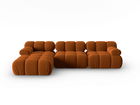 Coltar modular stanga 4 locuri, Bellis, Micadoni Home, BL, 285x122x63 cm, catifea, caramiziu