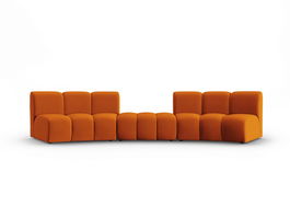 Canapea semirotunda 4 locuri, Lupine, Micadoni Home, BL, 367x118x70 cm, velur, caramiziu