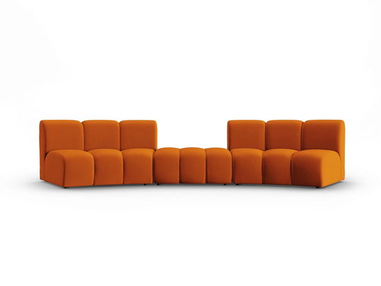 Canapea semirotunda 4 locuri, Lupine, Micadoni Home, BL, 367x118x70 cm, velur, caramiziu
