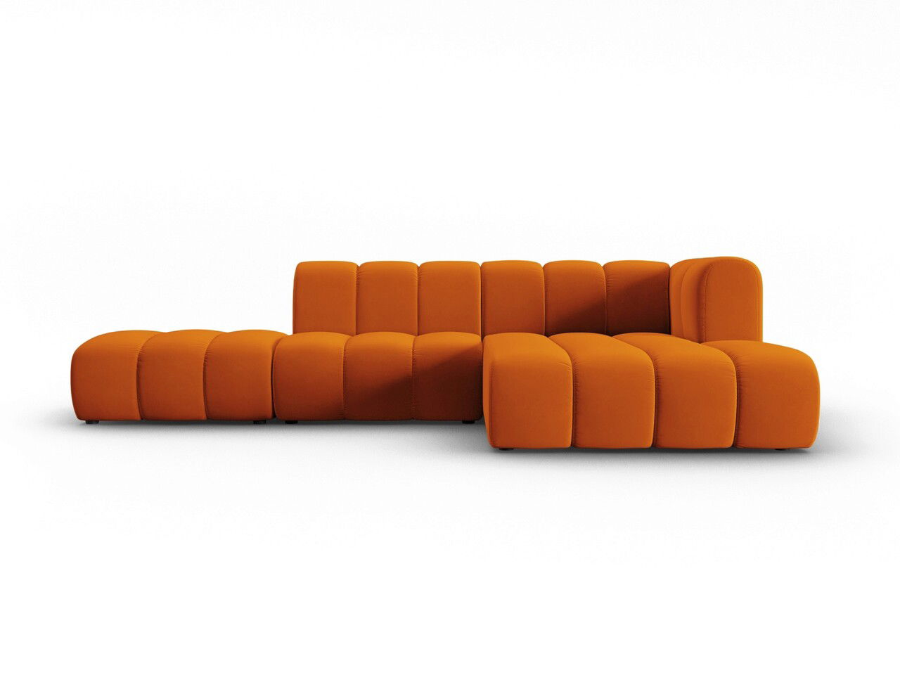 Coltar modular dreapta 5 locuri, Lupine, Micadoni Home, BL, fara cotiera, 294x175x70 cm, catifea, caramiziu