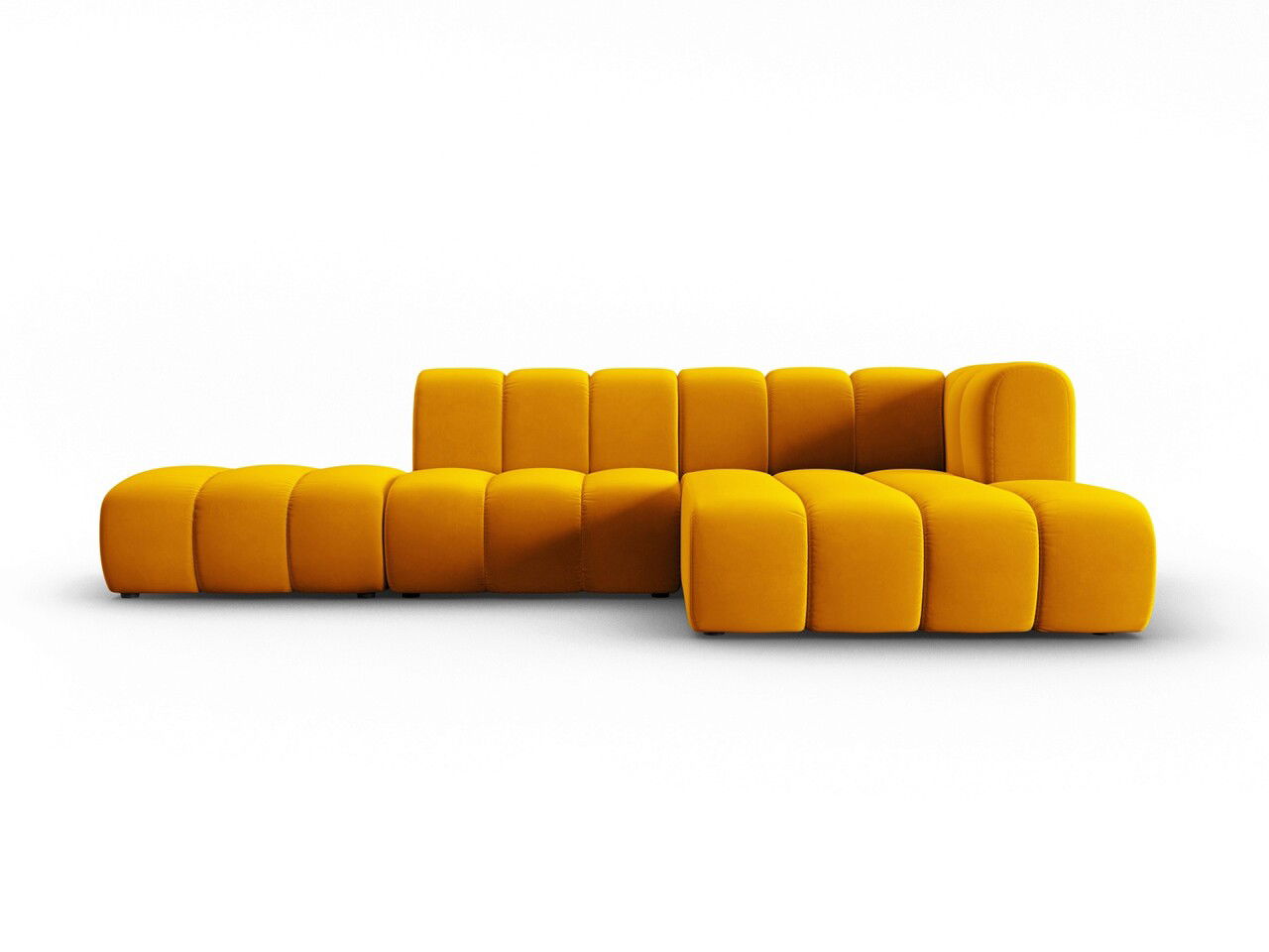 Coltar modular dreapta 5 locuri, Lupine, Micadoni Home, BL, fara cotiera, 294x175x70 cm, catifea, galben