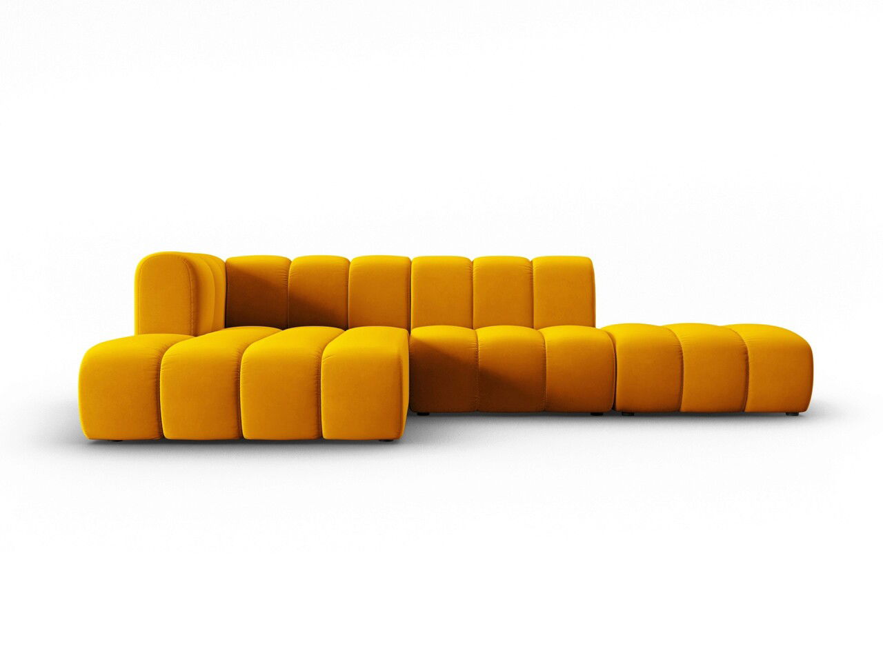 Coltar modular stanga 5 locuri, Lupine, Micadoni Home, BL, fara cotiera, 294x175x70 cm, catifea, galben