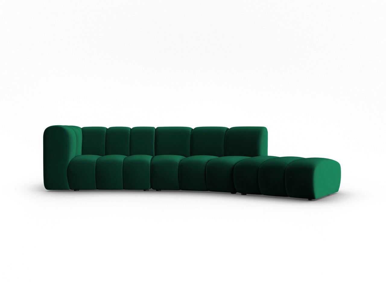 Canapea modulara dreapta 5 locuri, Lupine, Micadoni Home, BL, 335x166x70 cm, catifea, verde bottle