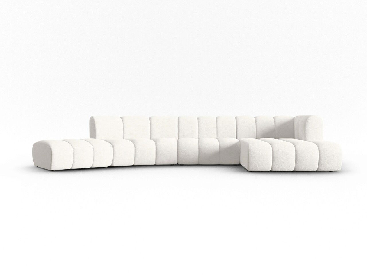Coltar modular dreapta 6 locuri, Lupine, Micadoni Home, BL, 425x175x70 cm, poliester chenille, alb