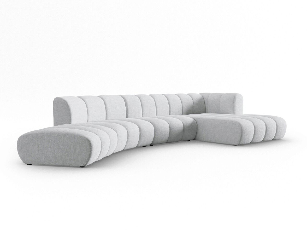 Coltar modular dreapta 6 locuri, Lupine, Micadoni Home, BL, 425x175x70 cm, poliester chenille, gri deschis