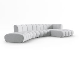 Coltar modular dreapta 6 locuri, Lupine, Micadoni Home, BL, 425x175x70 cm, poliester chenille, gri deschis