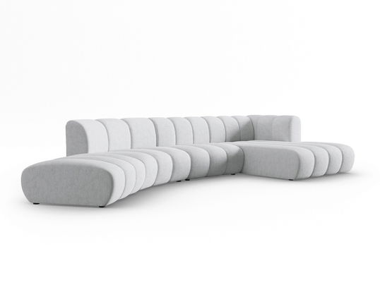 Coltar modular dreapta 6 locuri, Lupine, Micadoni Home, BL, 425x175x70 cm, poliester chenille, gri deschis