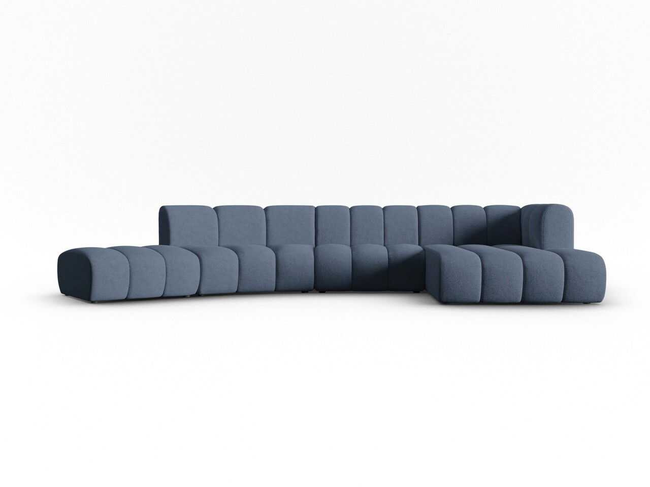 Coltar modular dreapta 6 locuri, Lupine, Micadoni Home, BL, 425x175x70 cm, poliester chenille, albastru