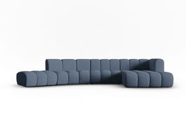 Coltar modular dreapta 6 locuri, Lupine, Micadoni Home, BL, 425x175x70 cm, poliester chenille, albastru