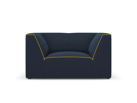 Fotoliu, Ruby, Micadoni Home, BL, 120x93x69 cm, tesatura chenille, albastru royal/galben