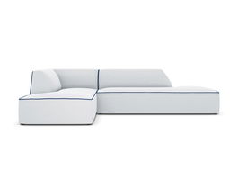 Coltar modular stanga 4 locuri, Ruby, Micadoni Home, BL, fara cotiera, 273x180x69 cm, tesatura chenille, gri deschis/albastru royal