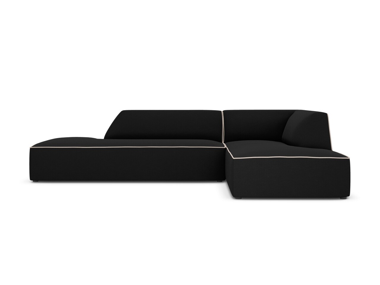 Coltar modular dreapta 4 locuri, Ruby, Micadoni Home, BL, fara cotiera, 273x180x69 cm, tesatura chenille, negru/bej