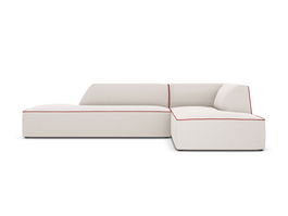 Coltar modular dreapta 4 locuri, Ruby, Micadoni Home, BL, fara cotiera, 273x180x69 cm, tesatura chenille, bej/rosu