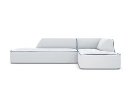 Coltar modular dreapta 4 locuri, Ruby, Micadoni Home, BL, fara cotiera, 273x180x69 cm, tesatura chenille, gri deschis/albastru royal