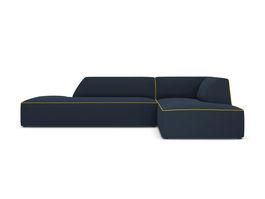 Coltar modular dreapta 4 locuri, Ruby, Micadoni Home, BL, fara cotiera, 273x180x69 cm, tesatura chenille, albastru royal/galben