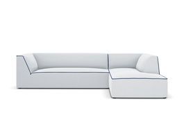 Coltar modular dreapta 4 locuri, Ruby, Micadoni Home, BL, 273x180x69 cm, tesatura chenille, gri deschis/albastru royal