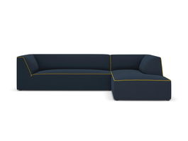Coltar modular dreapta 4 locuri, Ruby, Micadoni Home, BL, 273x180x69 cm, tesatura chenille, albastru royal/galben