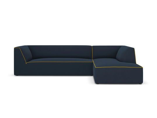 Coltar modular dreapta 4 locuri, Ruby, Micadoni Home, BL, 273x180x69 cm, tesatura chenille, albastru royal/galben