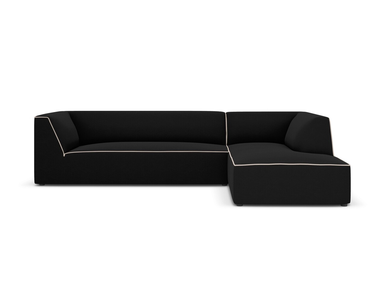 Coltar modular dreapta 4 locuri, Ruby, Micadoni Home, BL, 273x180x69 cm, tesatura chenille, negru/bej