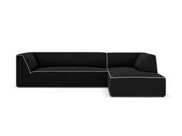 Coltar modular dreapta 4 locuri, Ruby, Micadoni Home, BL, 273x180x69 cm, tesatura chenille, negru/bej