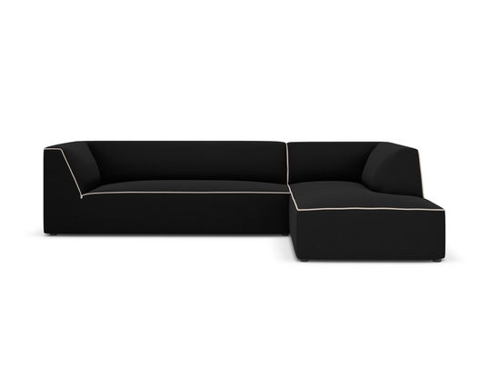 Coltar modular dreapta 4 locuri, Ruby, Micadoni Home, BL, 273x180x69 cm, tesatura chenille, negru/bej