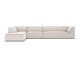 Coltar modular stanga 5 locuri, Ruby, Micadoni Home, BL, 366x180x69 cm, tesatura chenille, bej/rosu