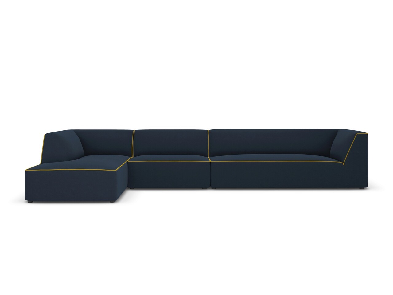 Coltar modular stanga 5 locuri, Ruby, Micadoni Home, BL, 366x180x69 cm, tesatura chenille, albastru royal/galben