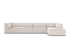 Coltar modular dreapta 5 locuri, Ruby, Micadoni Home, BL, 366x180x69 cm, tesatura chenille, bej/rosu