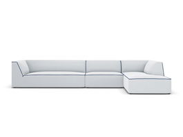 Coltar modular dreapta 5 locuri, Ruby, Micadoni Home, BL, 366x180x69 cm, tesatura chenille, gri deschis/albastru royal