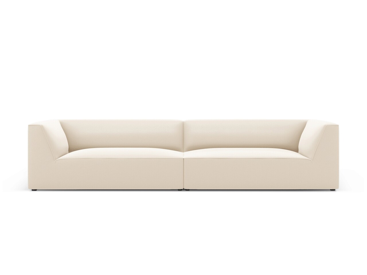 Canapea modulara 4 locuri, Ruby, Micadoni Home, BL, 302x93x69 cm, piele ecologica, bej deschis