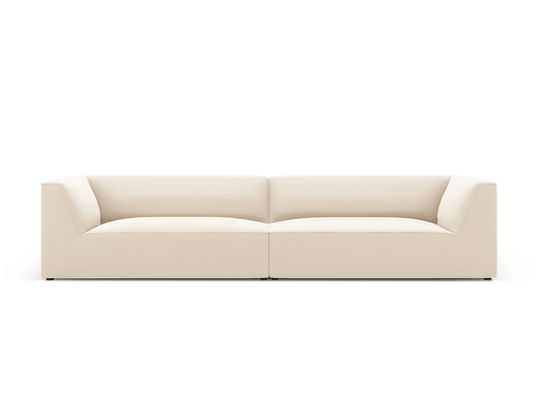 Canapea modulara 4 locuri, Ruby, Micadoni Home, BL, 302x93x69 cm, piele ecologica, bej deschis
