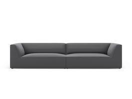 Canapea modulara 4 locuri, Ruby, Micadoni Home, BL, 302x93x69 cm, piele ecologica, gri inchis